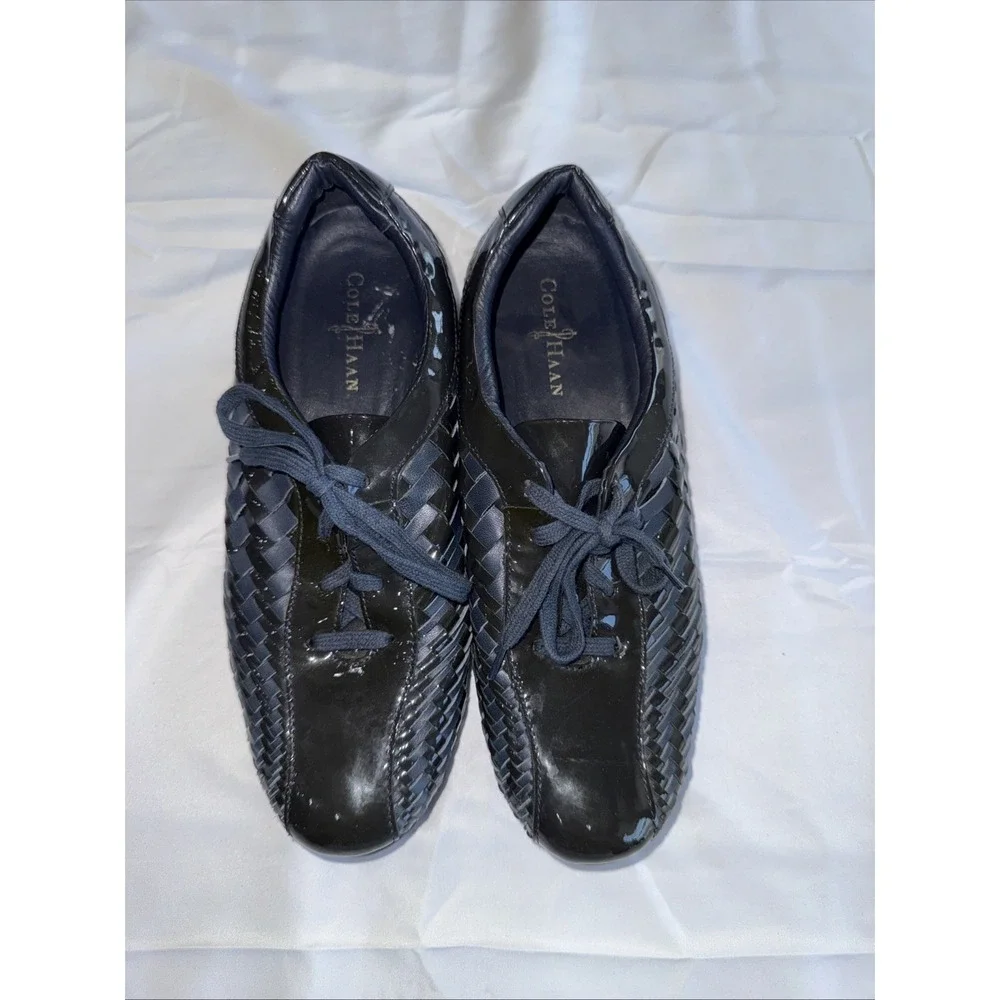 Cole Haan NikeAir Bria Women's 9.5 B Patent Leather Woven Oxford Lace Sneakers